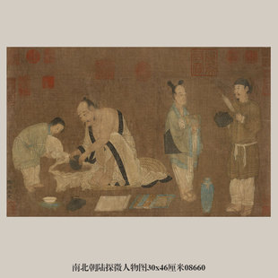 南北朝陆探微人物图古代画中国画字画名画复制品仿古画装饰画挂画