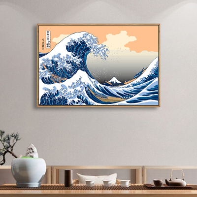 日本浮世绘神奈川冲浪里壁画榻榻日式米酒店挂画客厅装饰画挂画