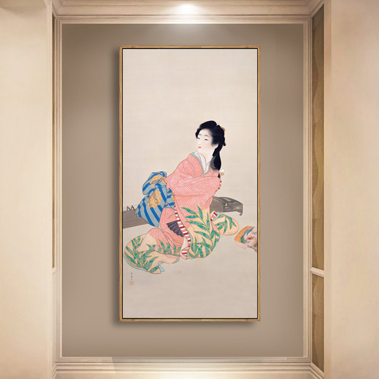 日式清新仕女图北欧装饰画客厅卧室床头玄关壁画酒店日式料理挂画