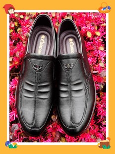 江西赣龙休闲皮鞋 黑色棕色一脚蹬轻便舒适