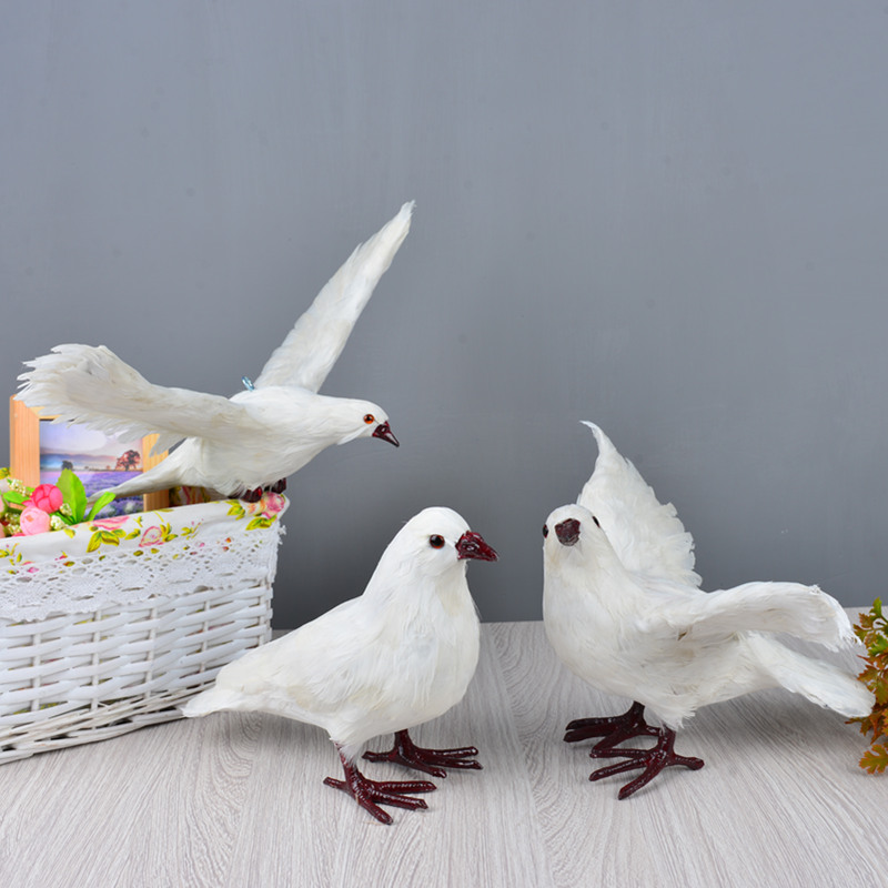 仿真鸽子和平鸽摆件羽毛小鸟白鸽摄影道具飞翔鸽挂饰动物模型标本