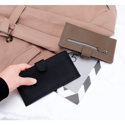 Celebrity Handheld Phone Top Grain Leather Long Wallet