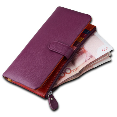 RFID Anti-Scan, Top-Grain Leather Women's Purse Card Case