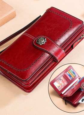 multi-function long women wallet genuine leather clutch bag