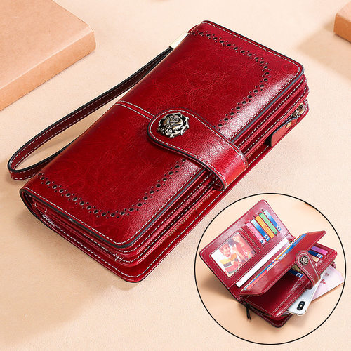 multi-function long women wallet genuine leather clutch bag