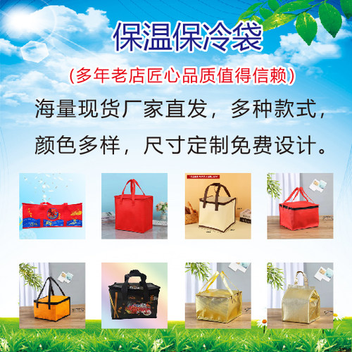 无纺布蛋糕保冷保温袋现货魔术贴拉链款海鲜大礼包定制便当饭包