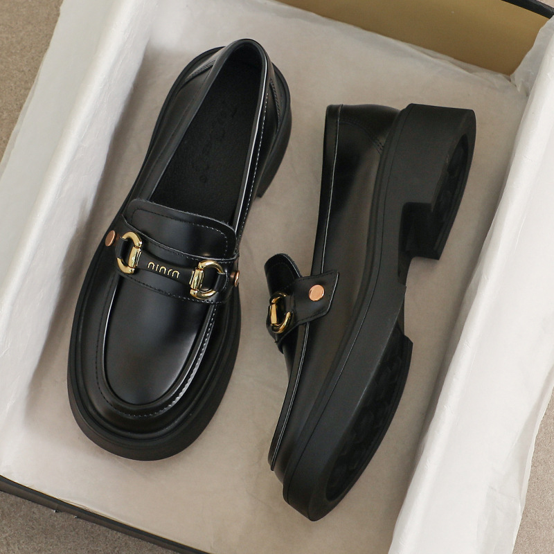 厚底新款乐福鞋2025春秋圆头小皮鞋英伦学院风软底通勤上班单鞋