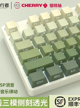 前行者樱桃cherry轴机械键盘无线蓝牙女鼠标套装侧刻青茶红轴X87