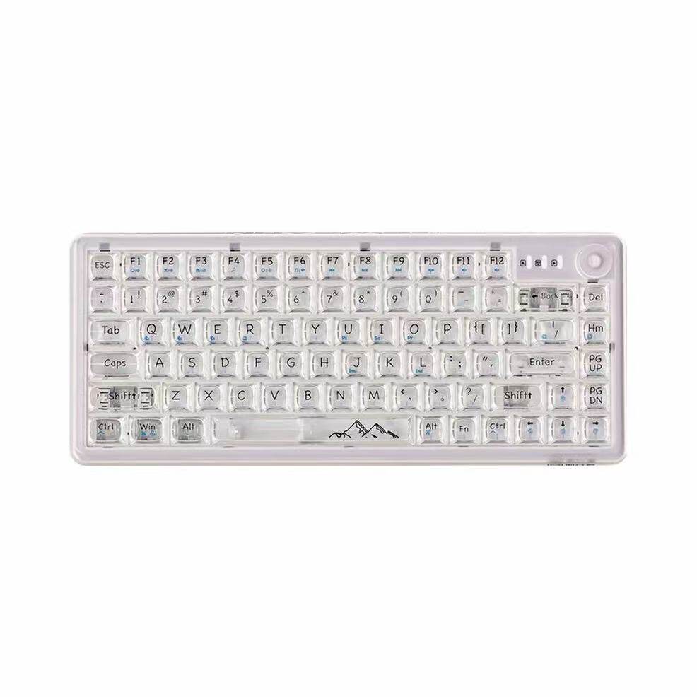 EWEADN/前行者 V82 三模 机械键盘PC高透键帽麻将音办公白色透明
