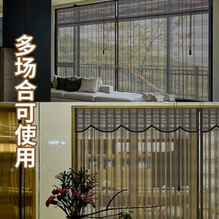工程 黑色竹帘卷帘窗帘门帘升降遮光遮阳隔断阳台透光饭店帘子中式