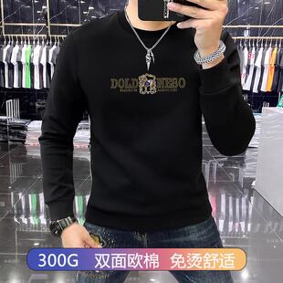 欧货高端潮流时尚 潮牌圆领卫衣男士 修身 长袖 秋冬季 打底衫 2025新款
