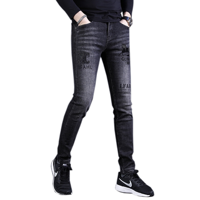 高级牛仔裤春秋季新款黑色