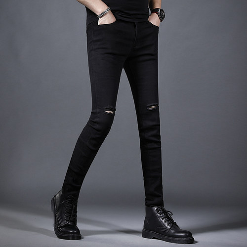 黑色破洞牛仔裤男2026新款修身