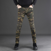 男款 小脚男士 秋冬季 高端潮牌迷彩牛仔裤 2024新款 修身 休闲百搭裤 子