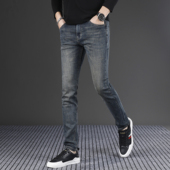 官方男裤 男士 复古水洗休闲百搭男修身 小脚2025新款 牛仔裤 蓝色秋季