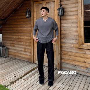 FOCABO/13.5盎司原牛/直筒牛仔裤老钱风cleanfit高级感休闲长裤