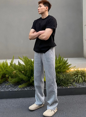 FOCABO美式显高显瘦直筒长裤男cleanfit垂感宽松休闲百搭卫裤