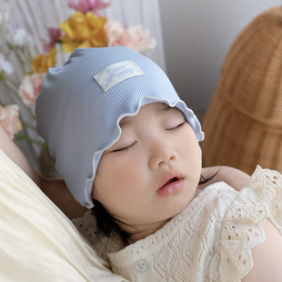 婴儿帽子春秋莫代尔可爱小月龄初生新生儿满月男女宝宝无骨胎帽冬