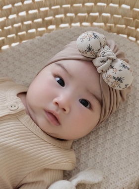 婴儿帽子春秋莫代尔可爱碎花初生新生儿小月龄宝宝护囟门胎帽冬季