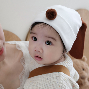 婴儿帽子可爱小狗加厚羊绒棉保暖新生儿男女宝宝护囟门套头帽秋冬
