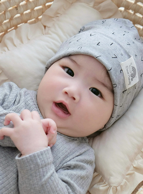婴儿帽子春秋可爱韩版纯棉儿童初生新生儿男女宝宝护囟门胎帽冬季