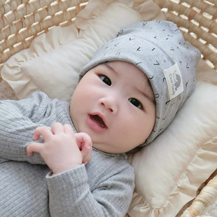 婴儿帽子春秋可爱韩版 纯棉儿童初生新生儿男女宝宝护囟门胎帽冬季