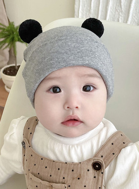 婴儿帽子秋冬季纯手工可爱球球羊绒棉保暖初生新生儿男女宝宝胎帽