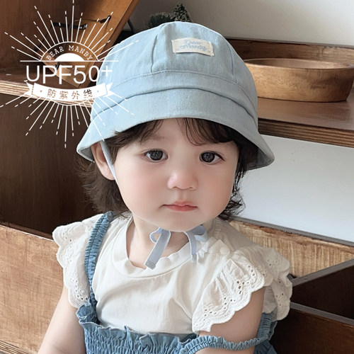 婴儿遮阳帽夏季薄款牛仔大檐防晒防紫外线儿童男女宝宝渔夫帽盆帽