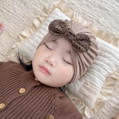 婴儿帽子秋冬莫代尔保暖可爱蝴蝶结护囟门小月龄女宝宝新生儿胎帽