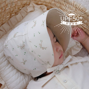 婴儿遮阳帽双面大帽檐防晒防紫外线薄款 小月龄宝宝儿童太阳帽夏季
