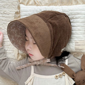 婴儿遮阳帽春秋双面小碎花纯棉大帽檐防晒保暖宝宝儿童护耳帽冬季