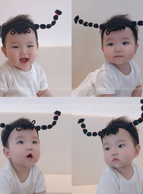 婴儿发带新年假发辫子韩国公主婴幼儿百天周岁新生儿宝宝发饰头饰