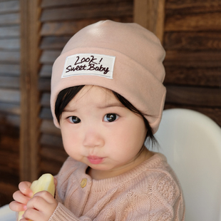 婴儿帽子秋冬可爱刺绣加厚保暖儿童套头帽初生新生儿男女宝宝胎帽