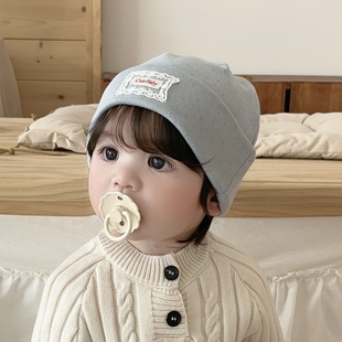 婴儿帽子秋冬季 全棉针织保暖儿童套头帽新生儿小月龄男女宝宝胎帽