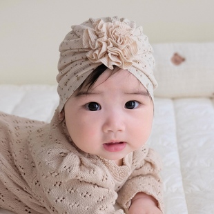 婴儿帽子春秋薄款 可爱小碎花初生新生儿护囟门女宝宝无骨胎帽冬季