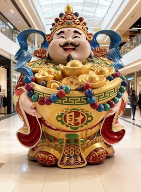 玻璃钢财神爷招财雕塑定制门头