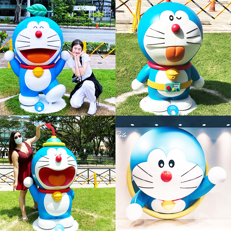 网红卡通哆啦A梦叮当猫玻璃钢雕塑摆件商场奶茶蛋糕店墙壁挂装饰