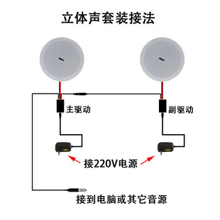 天花吊顶背景音乐功放 投影机音箱定阻同轴有源吸顶喇叭广播嵌入式