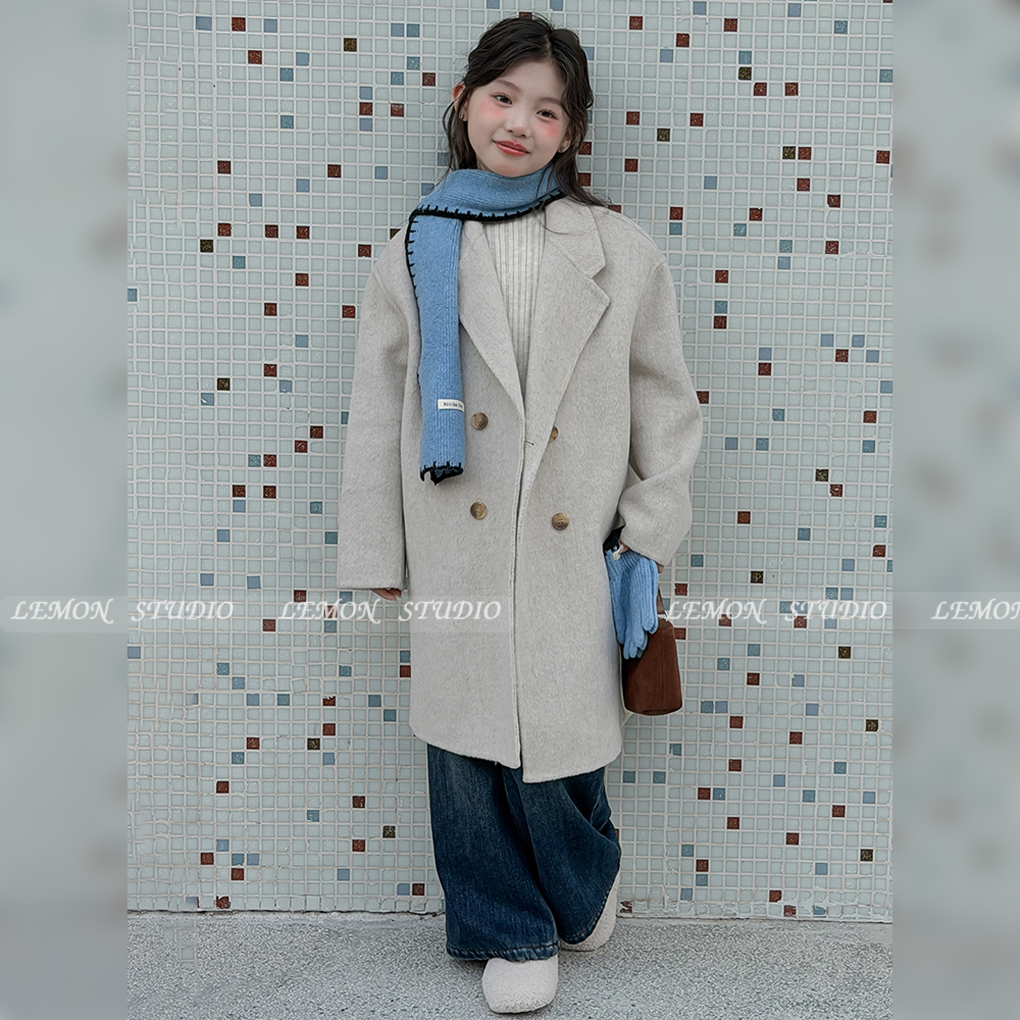 女童手工羊毛大衣中长款呢子外套