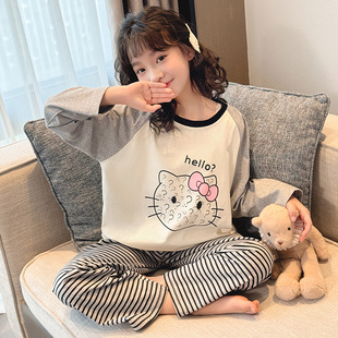 女孩公主大童秋季 2025新款 家居服 套装 女童睡衣儿童春秋莫代尔长袖