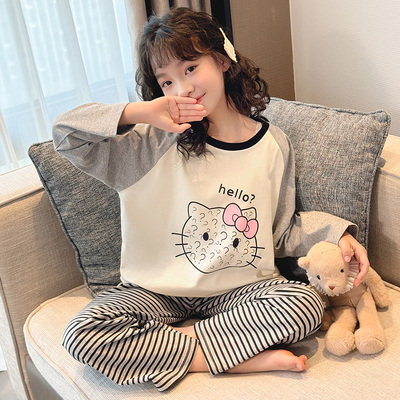 女童睡衣莫代尔长袖套装家居服