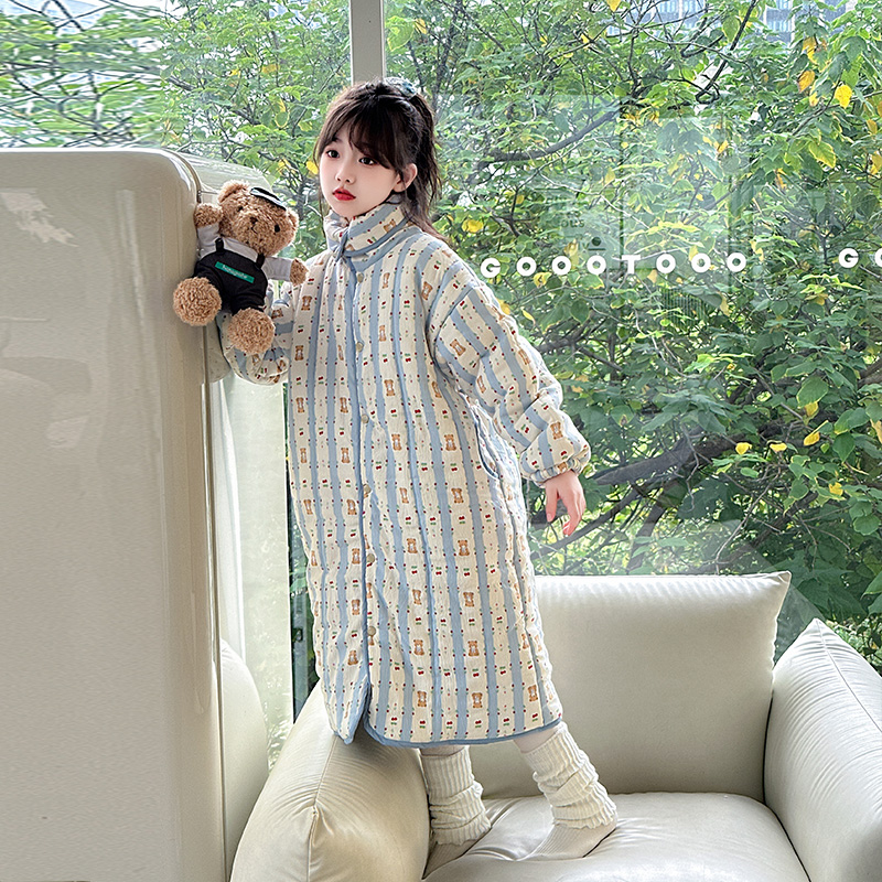 女童睡衣加厚保暖睡袍棉服家居服