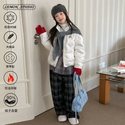 女童短款羽绒服立领白鸭绒外套