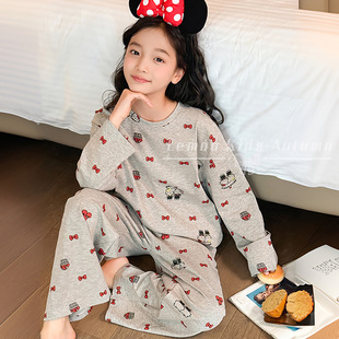 套装 长袖 超火秋季 女童A类全棉莫代尔睡衣儿童纯棉家居服2025新款
