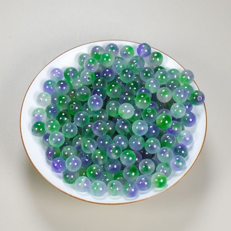 天然冰种飘花紫绿玉髓玛瑙散珠