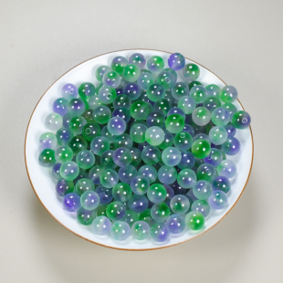 天然冰种飘花紫绿玉髓玛瑙散珠圆珠DIY饰品配件水晶手链项链配珠