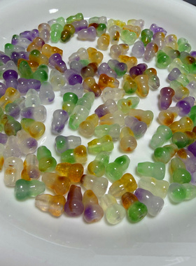 春彩色6x9mm葫芦巴山玉散珠批发手工DIY饰品配件紫绿玉石葫芦批发