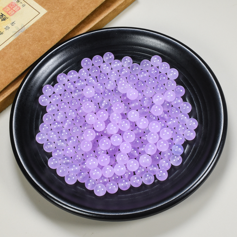 天然粉紫色玉髓珠子散珠