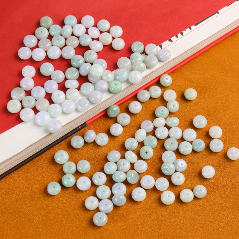 天然翡翠鼓珠算盘珠diy配件