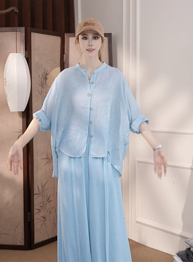 新款麻料新款现代舞练功服衬衫古典舞现代舞服男女